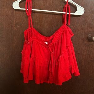 Red vestique cropped tank top. Size small